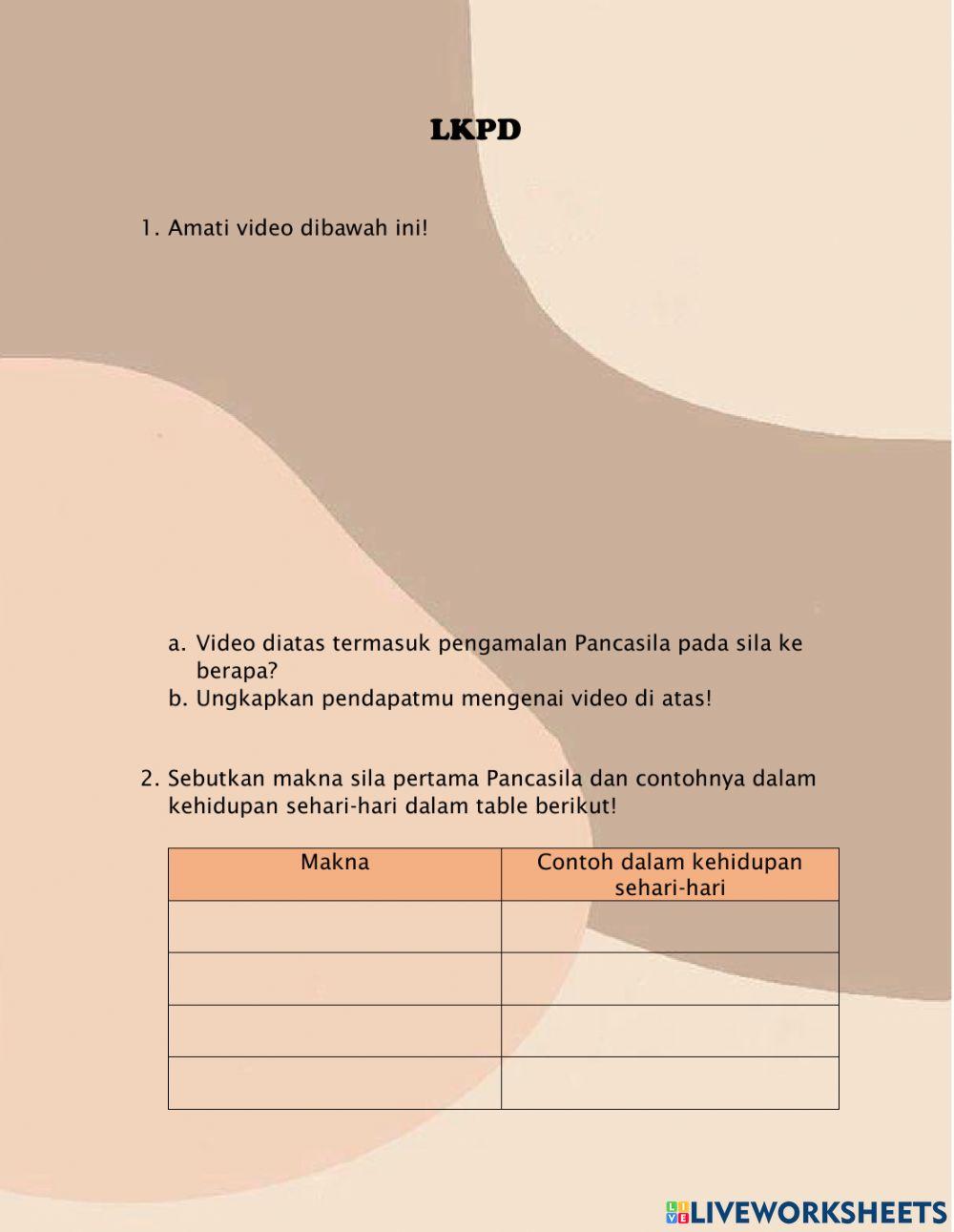 LKPD PPKN Sila Pertama
