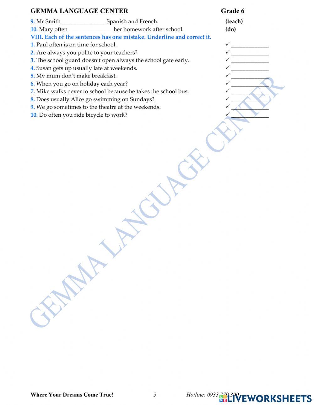 Review Unit 1 Listening and Vocabulay Grade 6