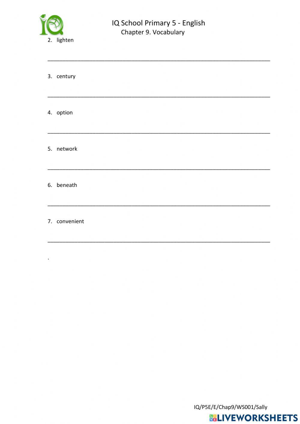 Chapter 9 - vocabulary
