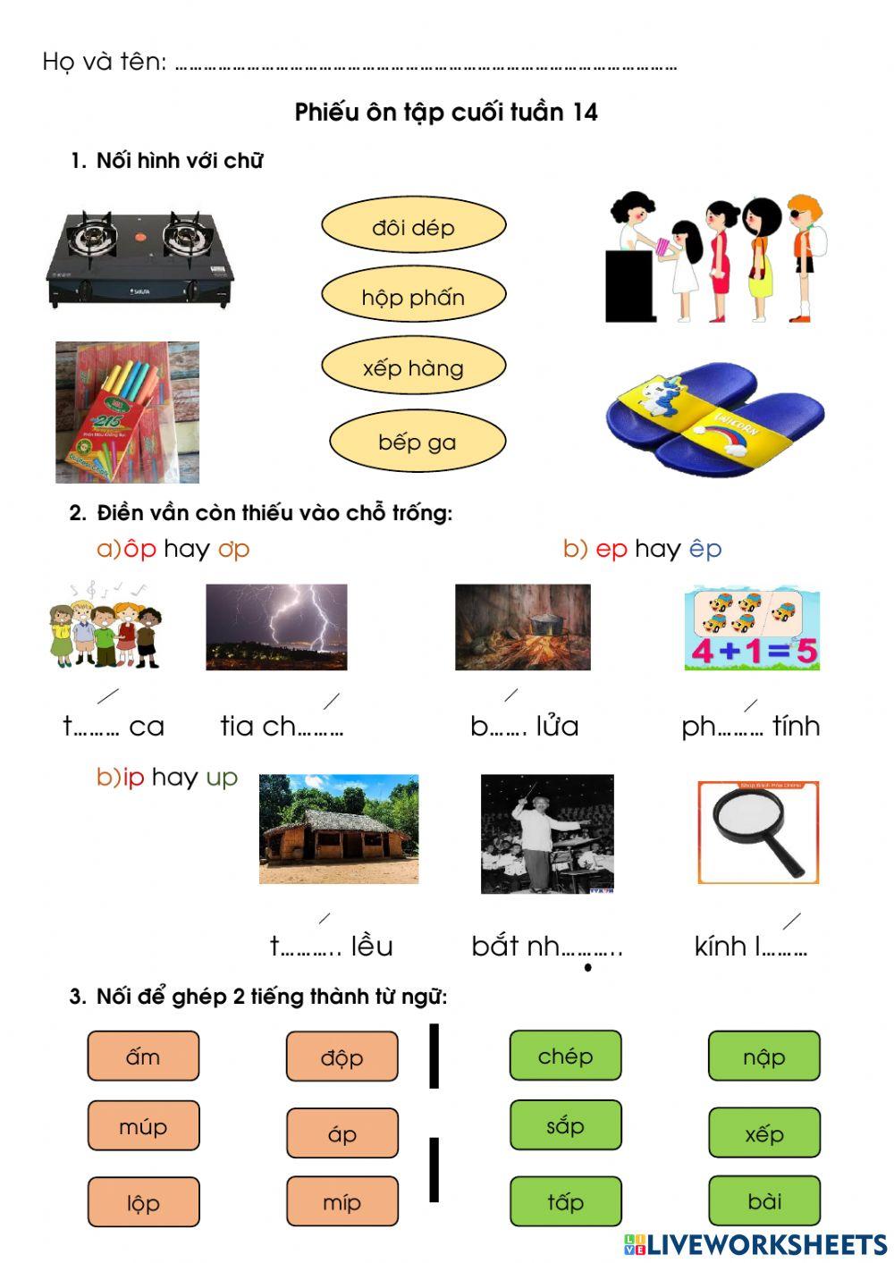 Bài ôn tiếng việt cuối tuần 14