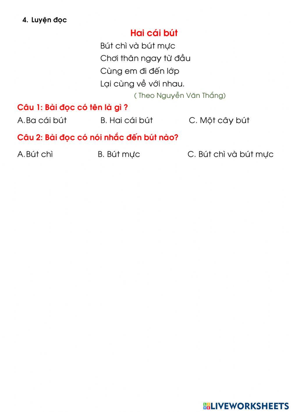 Bài ôn tiếng việt cuối tuần 14