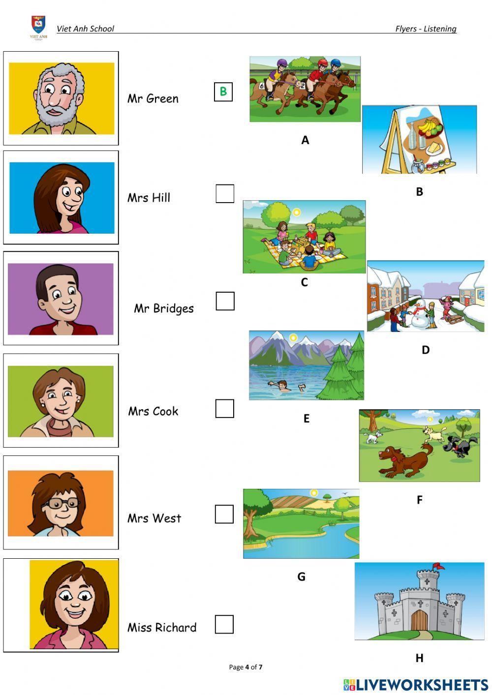 Flyers Listening Test practice 1