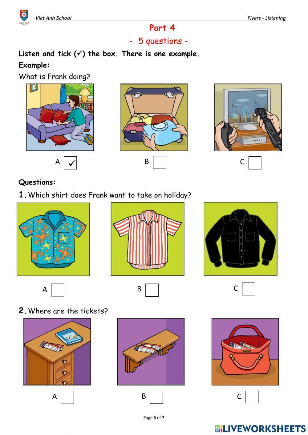 Flyers Listening Test practice 1