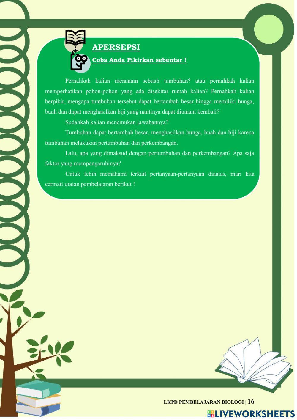 Pertumbuhan dan Perkembangan Tumbuhan Berbasis Potensi Lokal