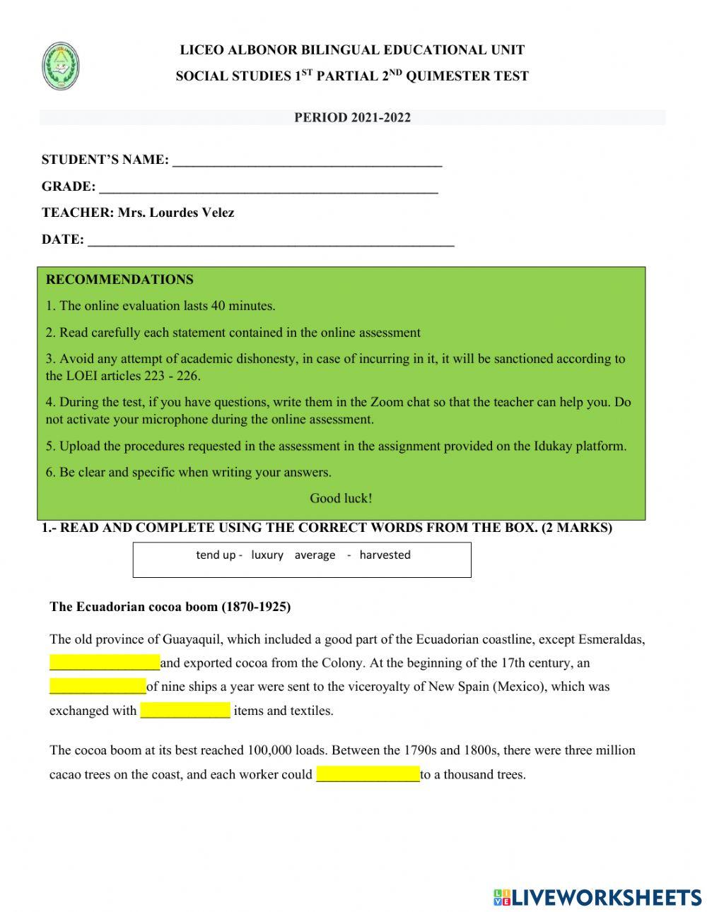 Liberal Revolution and Secular state test