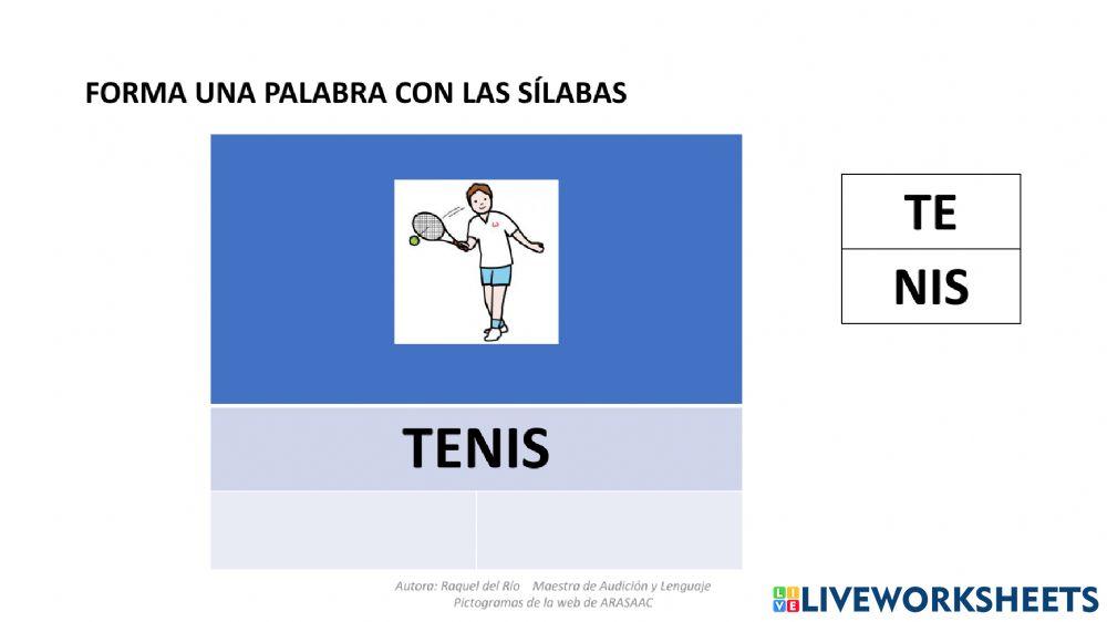 Deportes escritura sílabas