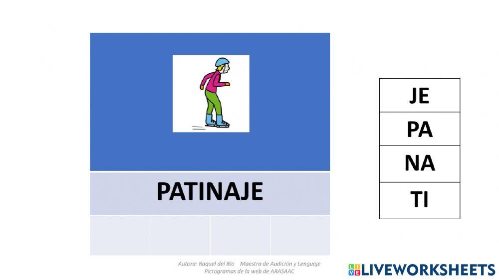 Deportes escritura sílabas