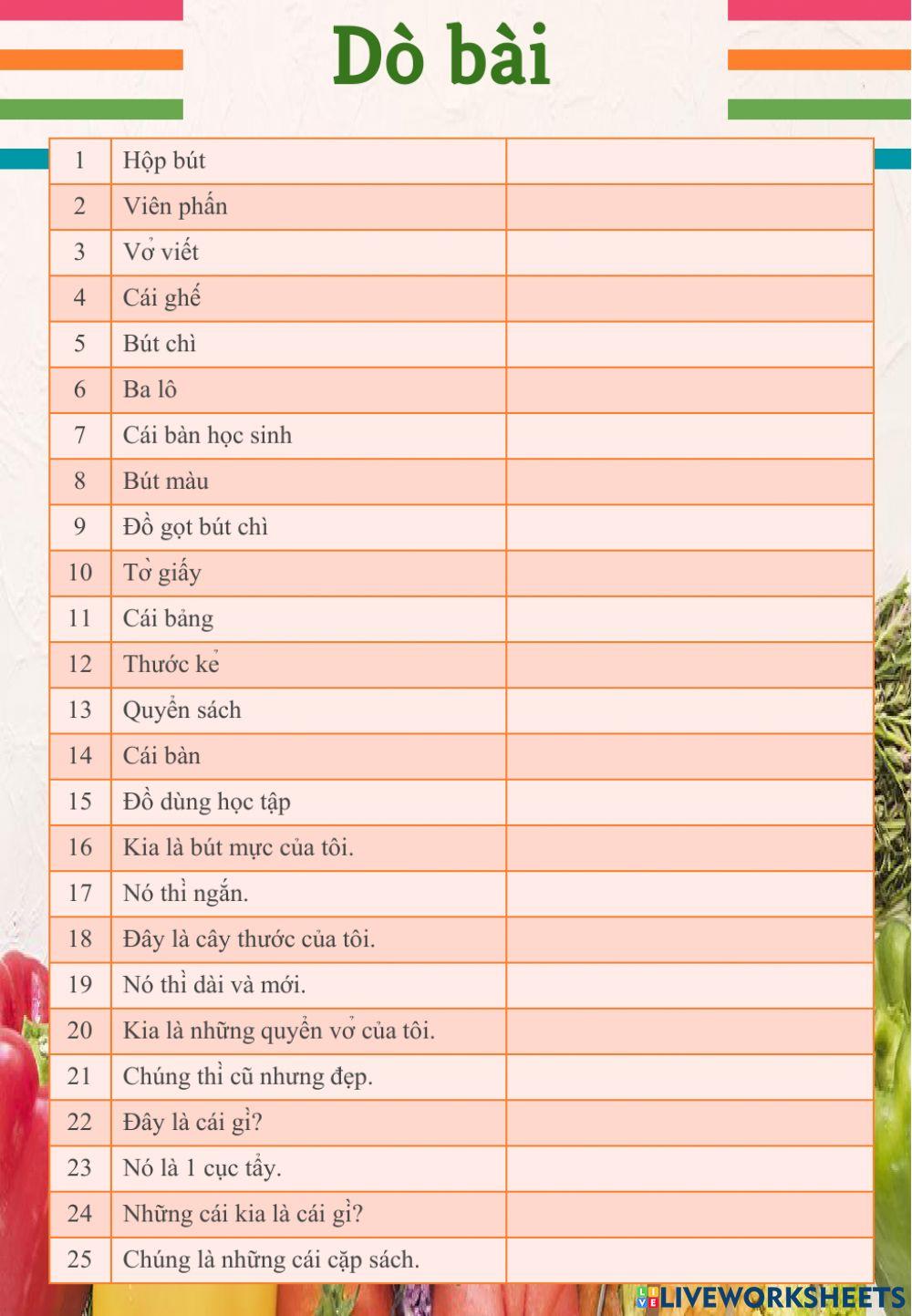 Dò bài lớp 3 10-12