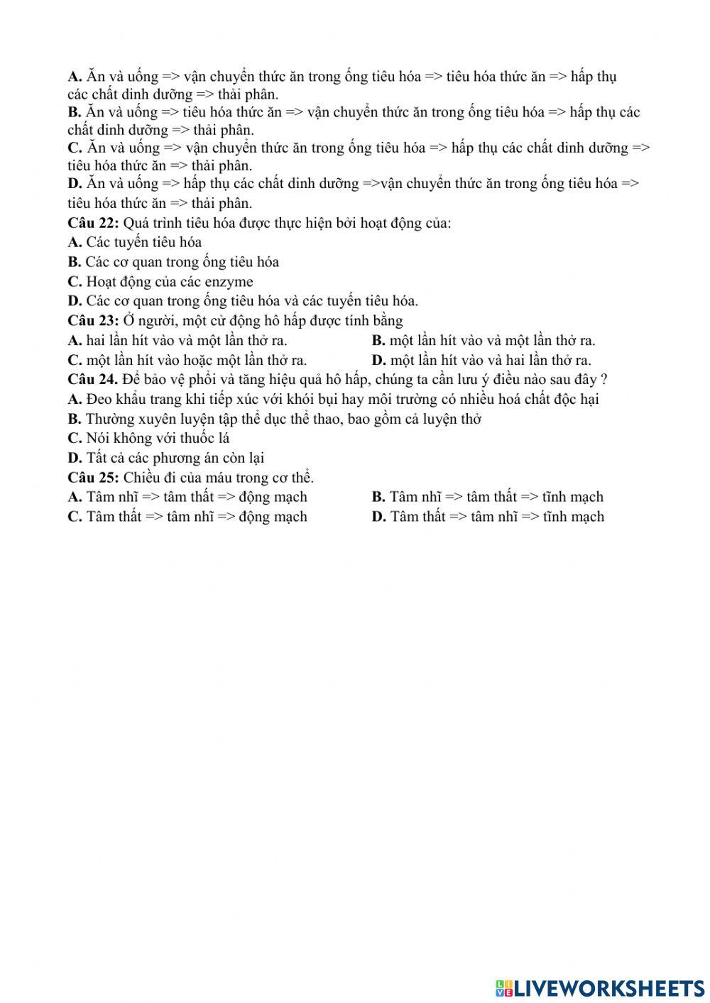 Phiếu bài tập số 2 sinh 8