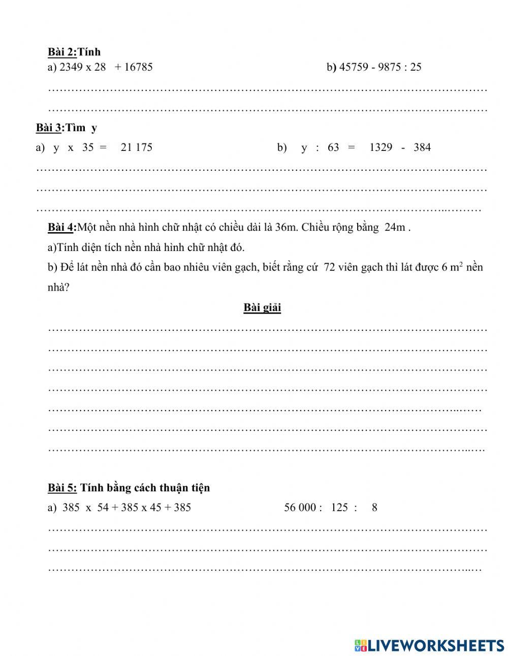 Phiếu ôn tập toán cuối kì 1-số 2