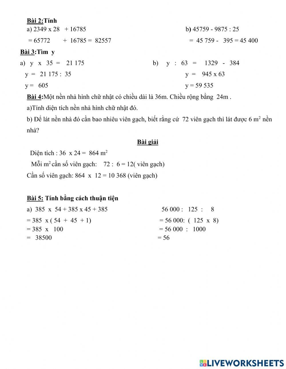 Phiếu ôn tập toán cuối kì 1-số 2