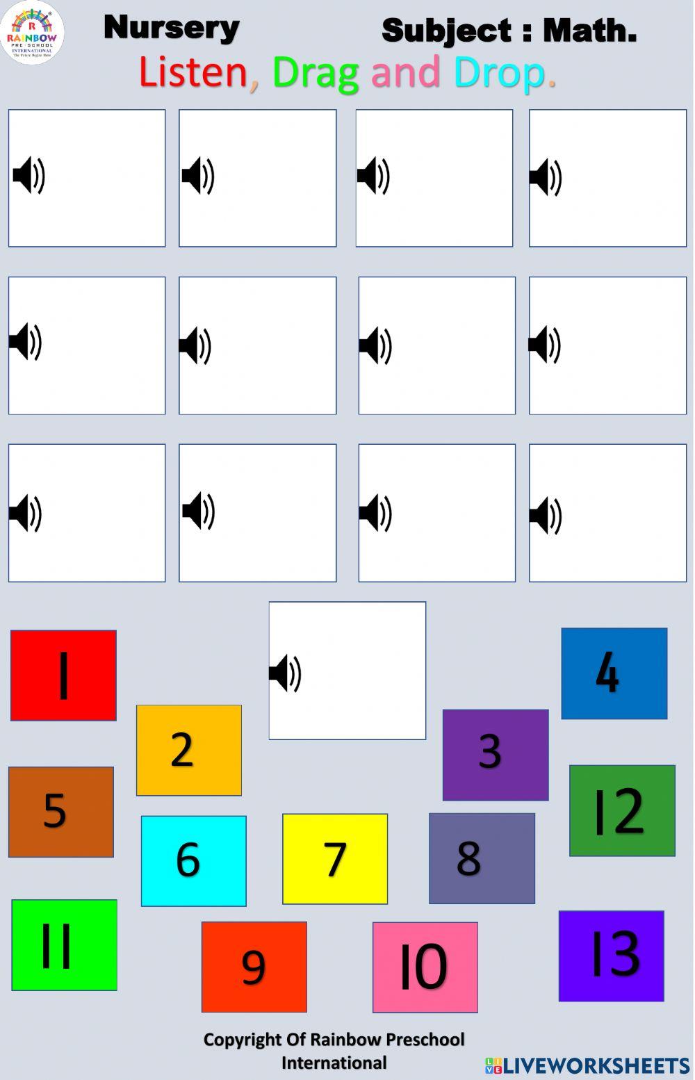 Math Listen Drag and Drop. online exercise for Live Worksheets
