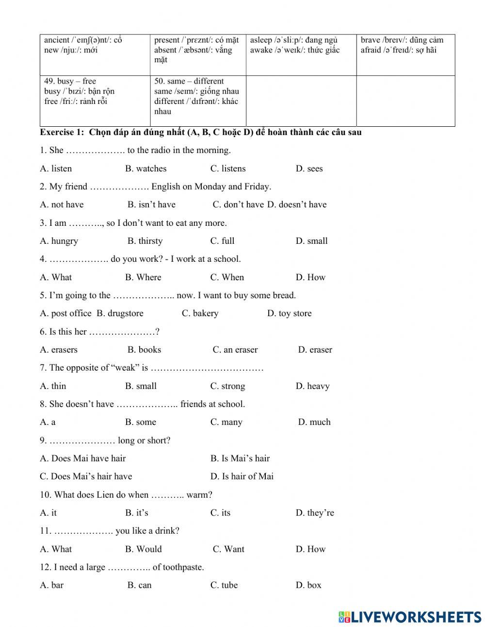 Đề cương ôn tập anh 6