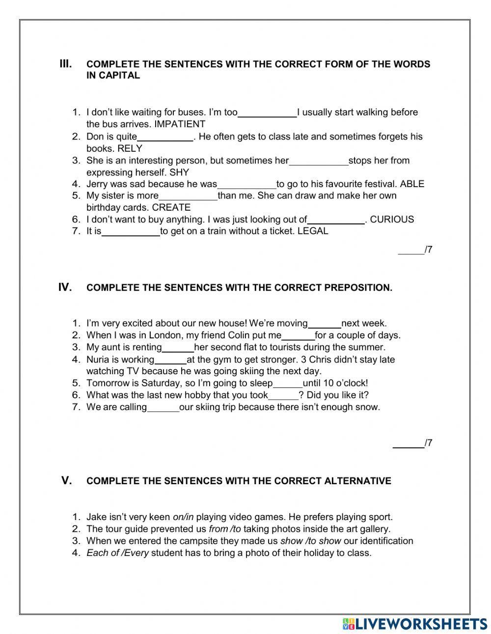 Optimise B1 Progress Test 1