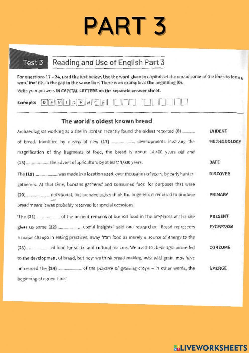 CAE Reading exam First term 1