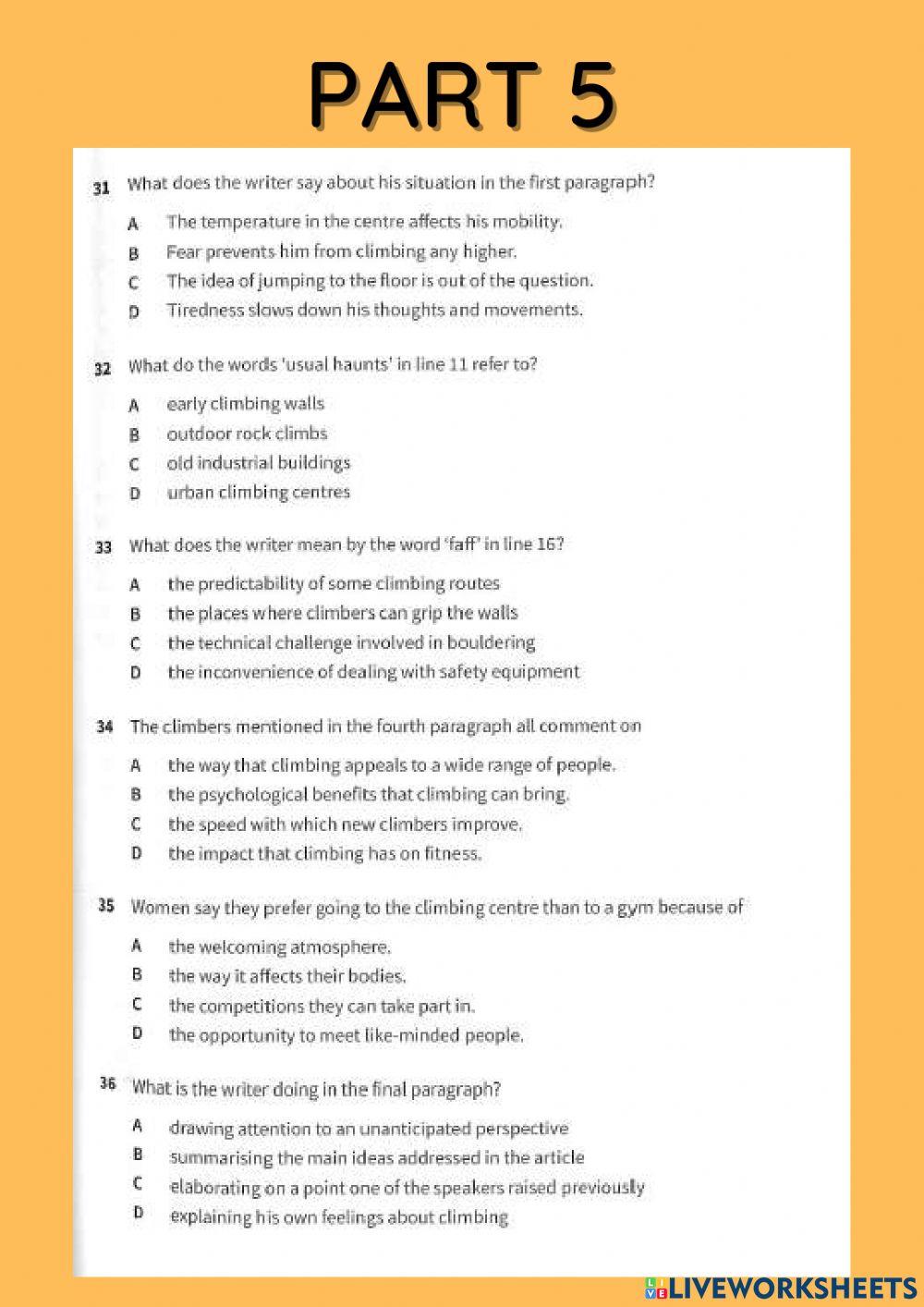 CAE Reading exam First term 1