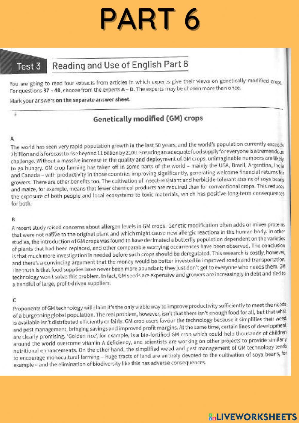 CAE Reading exam First term 1