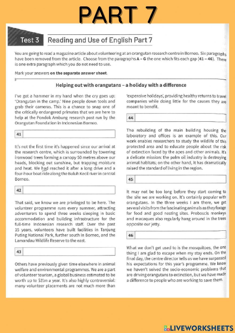 CAE reading exam first term 2