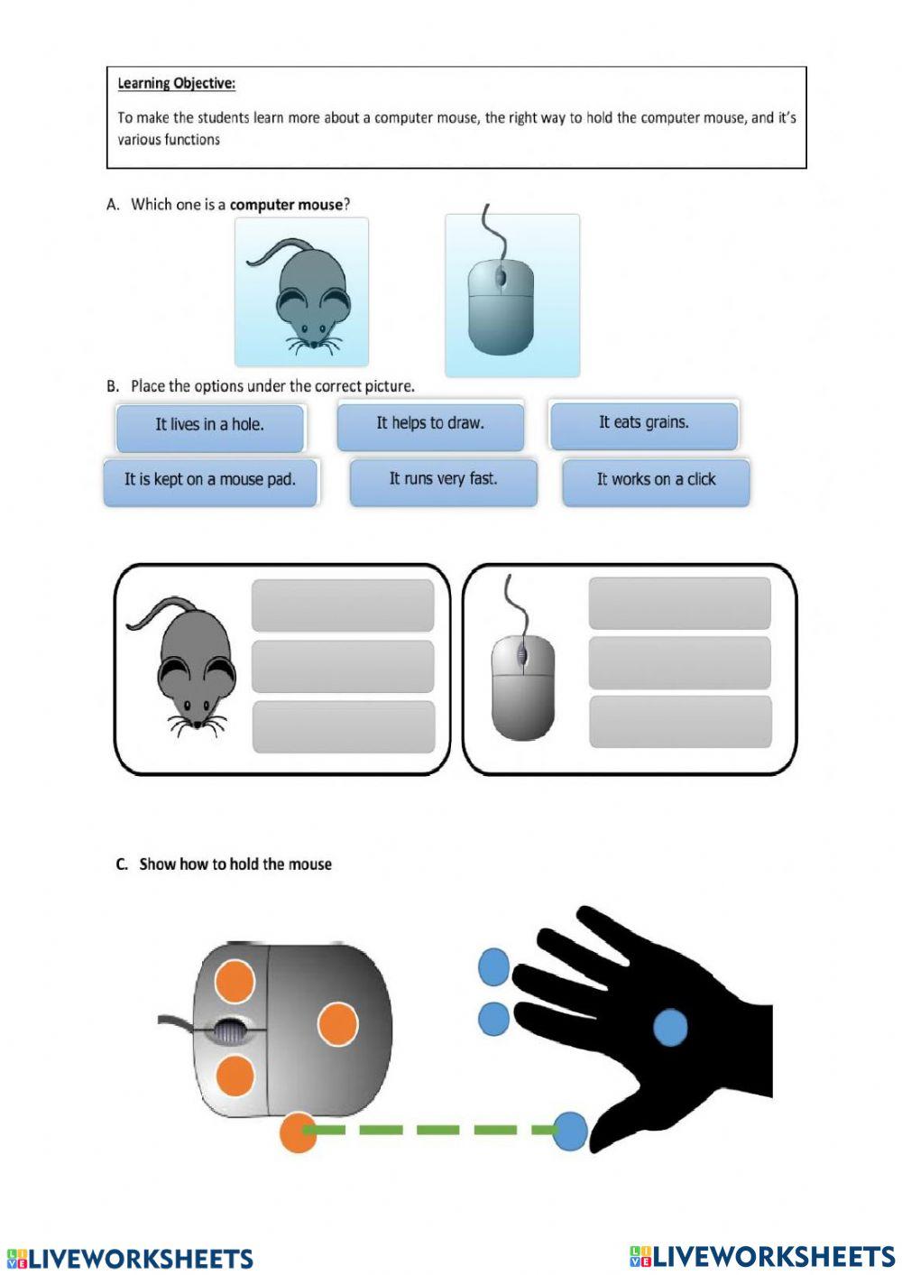 LIVE WORKSHEET COMPUTER MOUSE online exercise for Live Worksheets