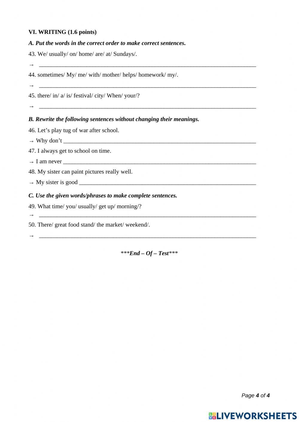 English 6  I learn Unit 4