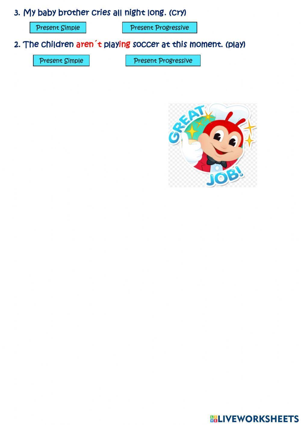 Present Simple and Present Progressive - Test 1