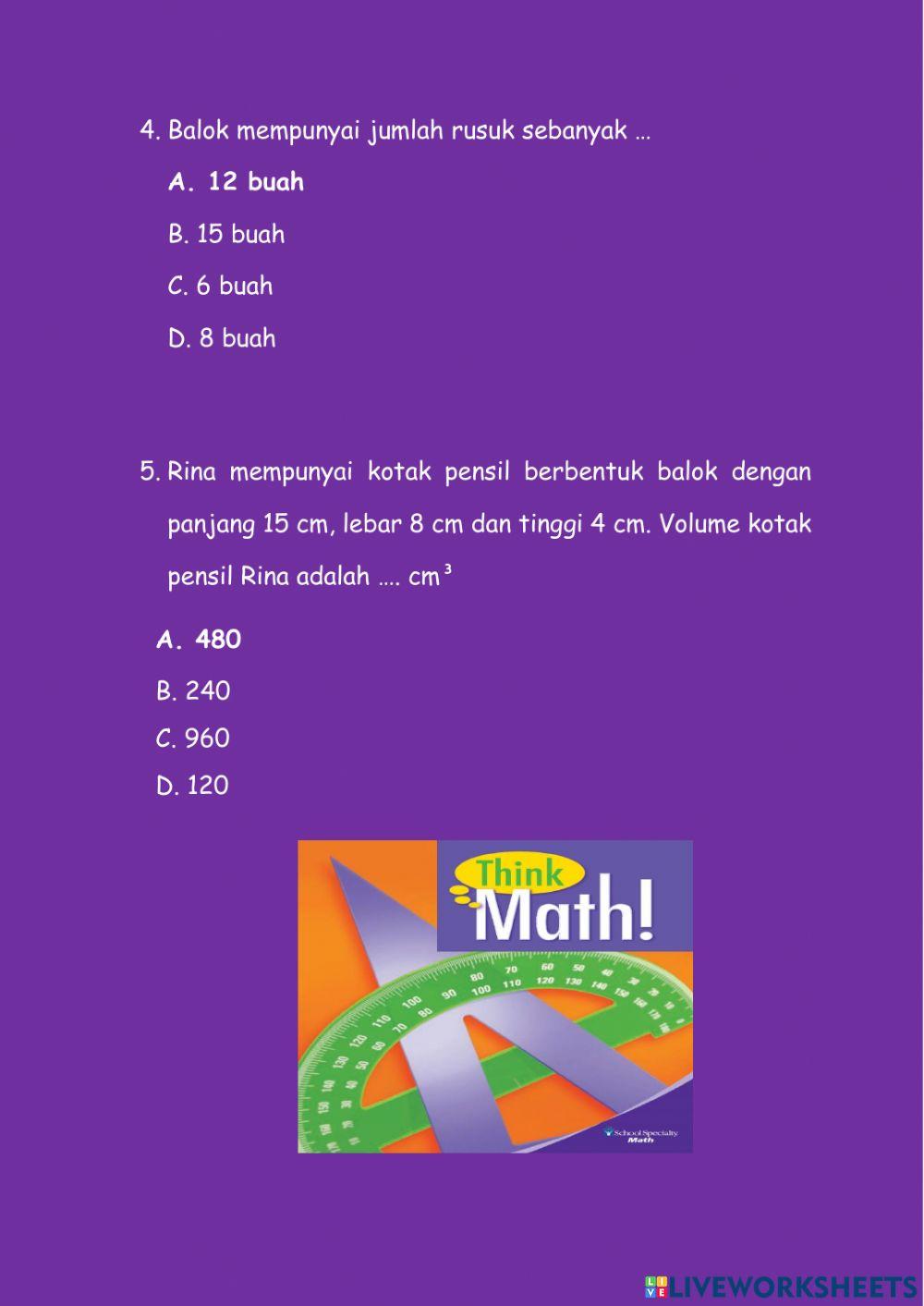 Volume,luas permukaan kubus persegi