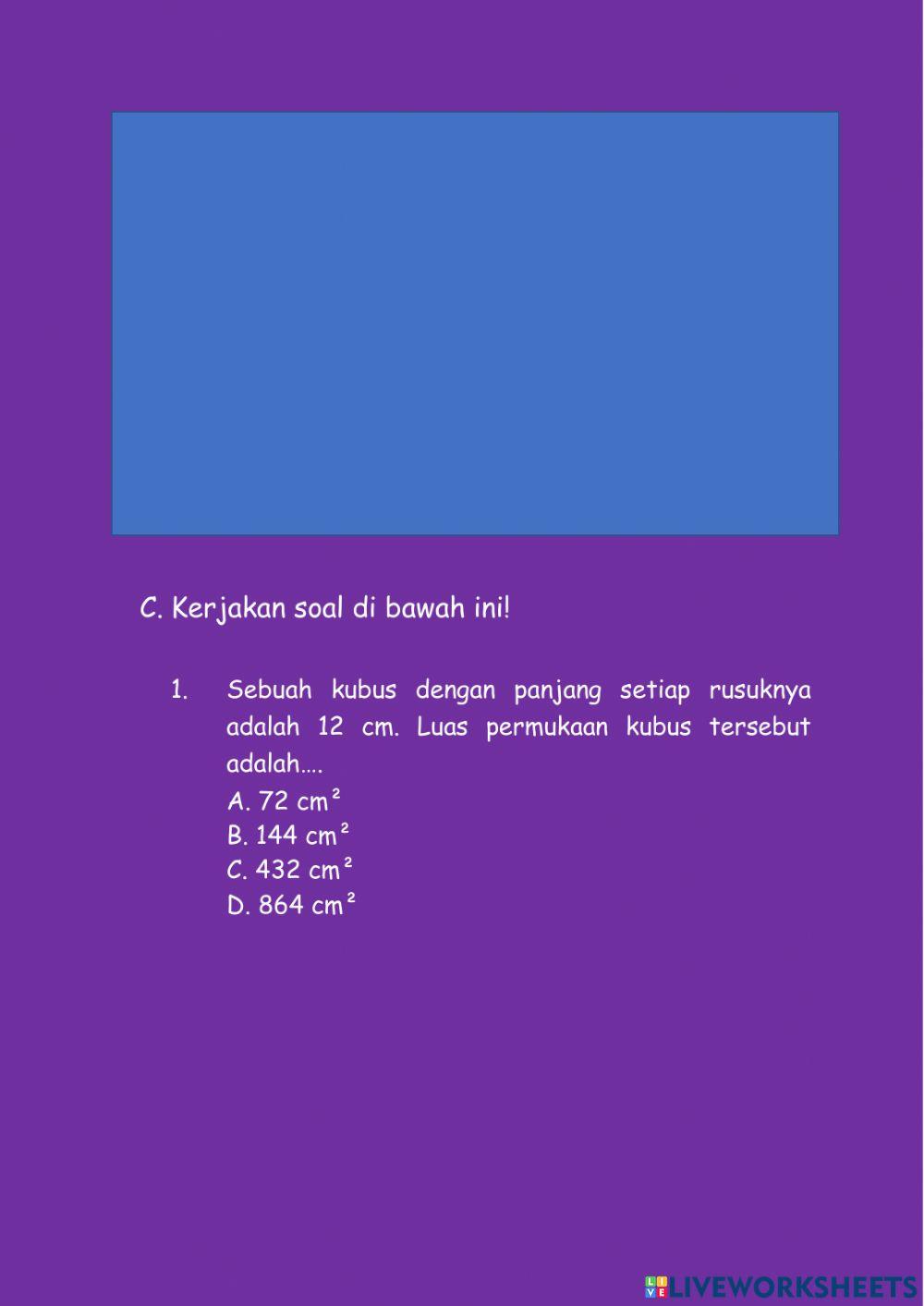 Volume,luas permukaan kubus persegi