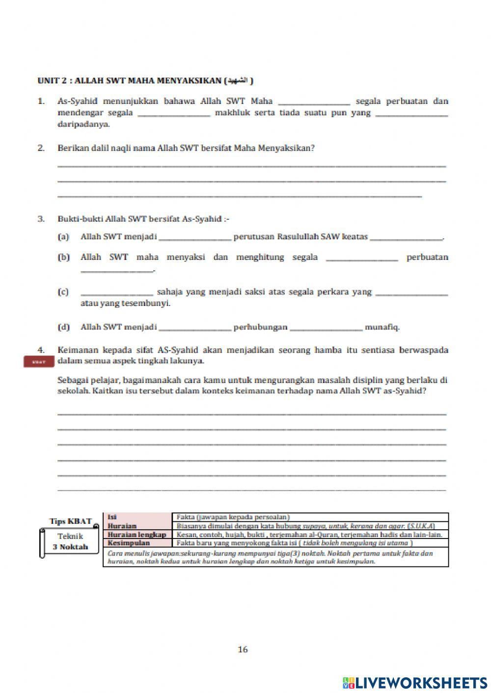 Pelajaran 9 : allah swt maha menguasai & menyaksikan