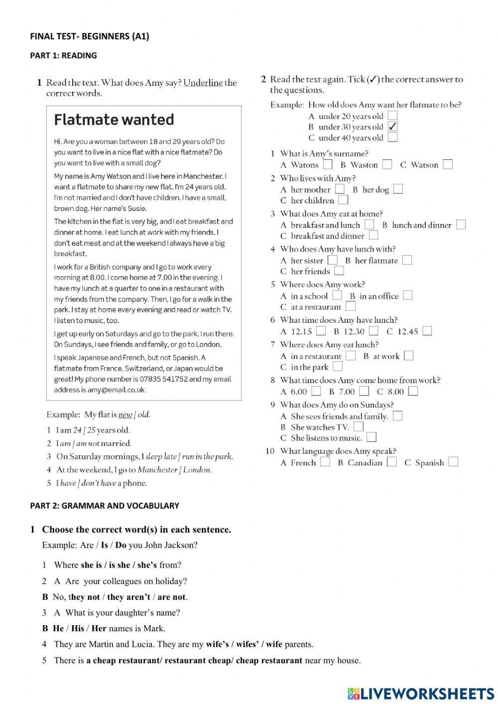 Final test beginners