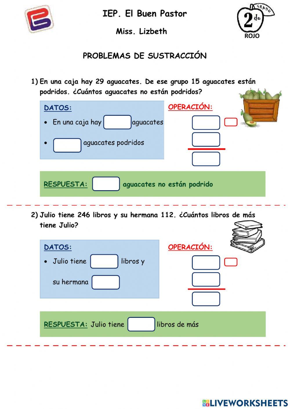 Problemas de sustracción