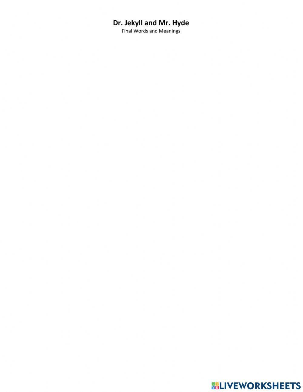 Dr. Jekyll & Mr. Hyde Words and Meanings