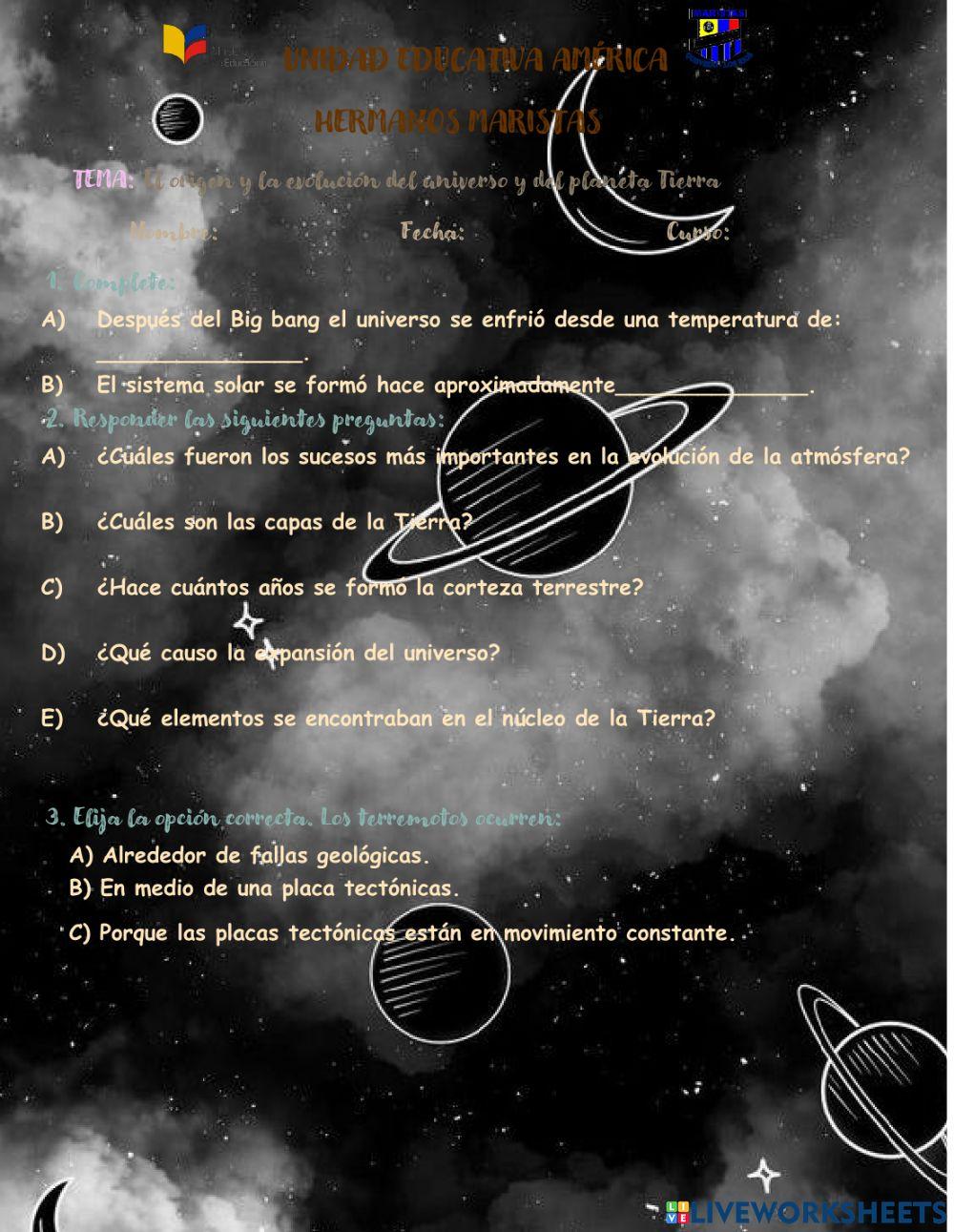 El origen y la evolución del universo y del planeta Tierra