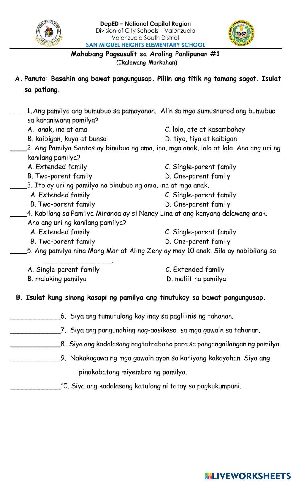 Ap q2 quiz 1 online exercise for live worksheets