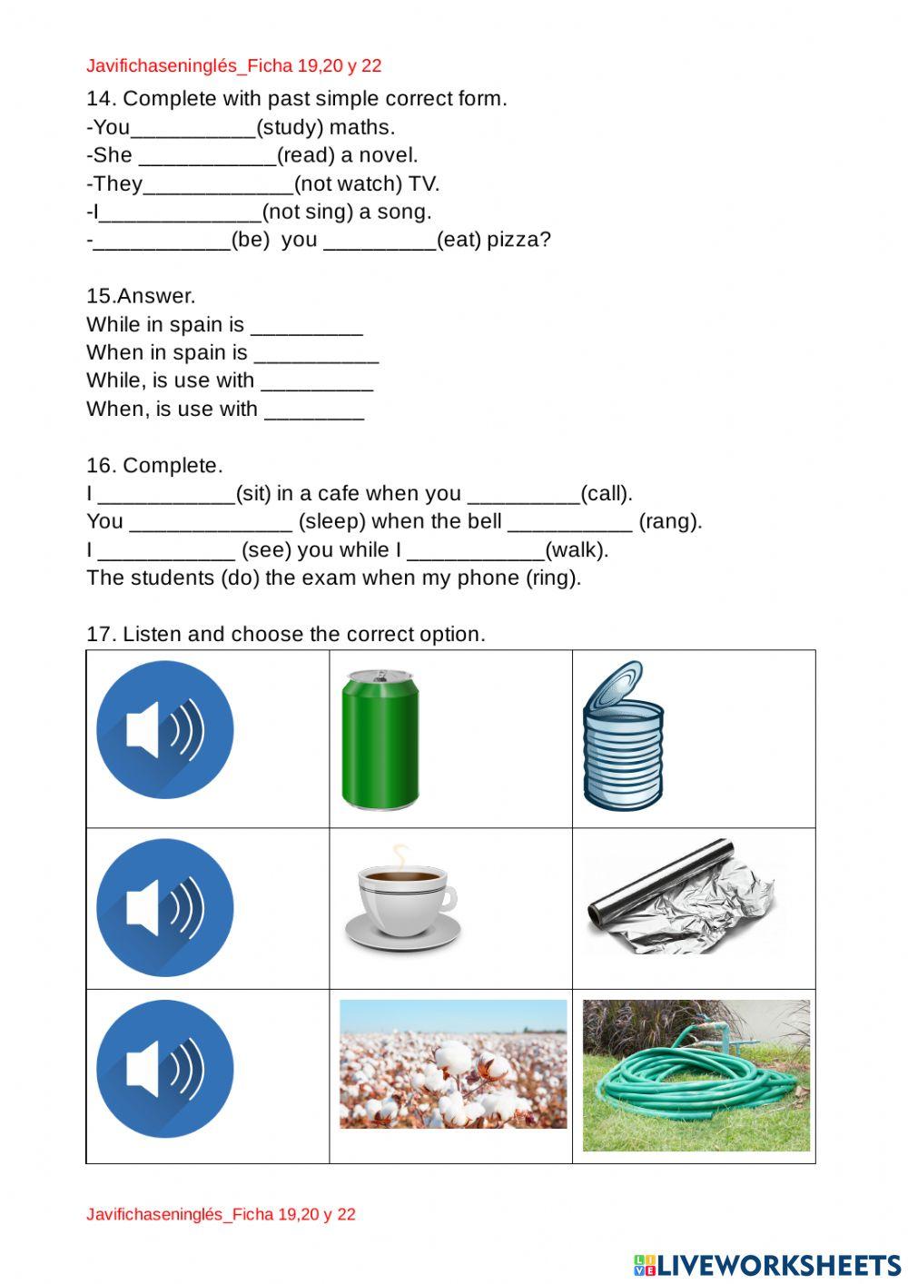 Unit 2:Materials, food containers,  past simple and continuous