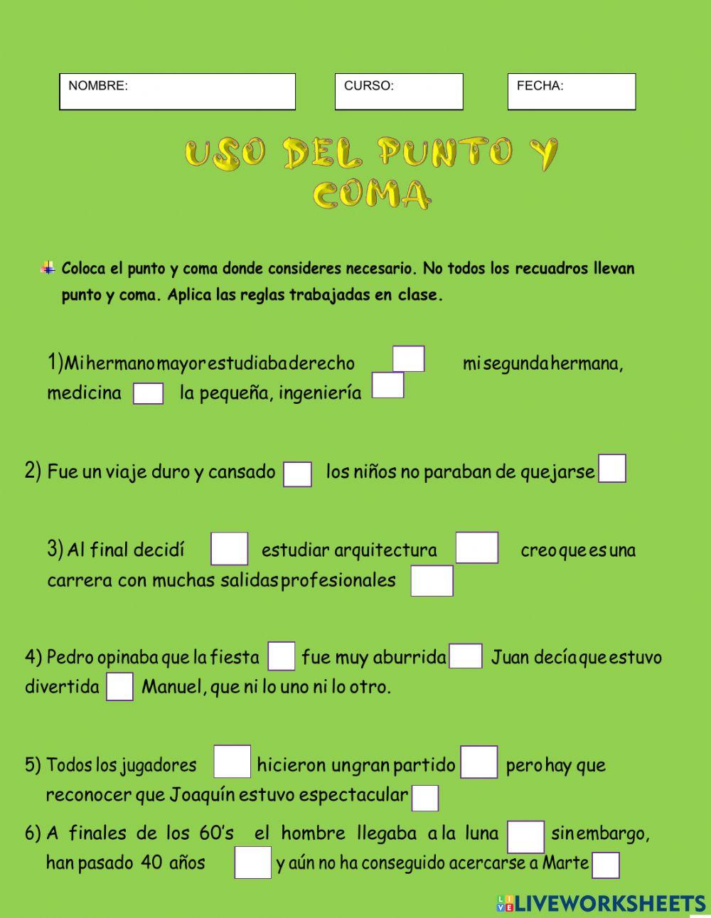 Uso del punto y coma