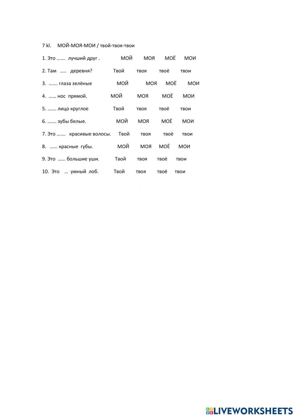 Мой твой местоимение