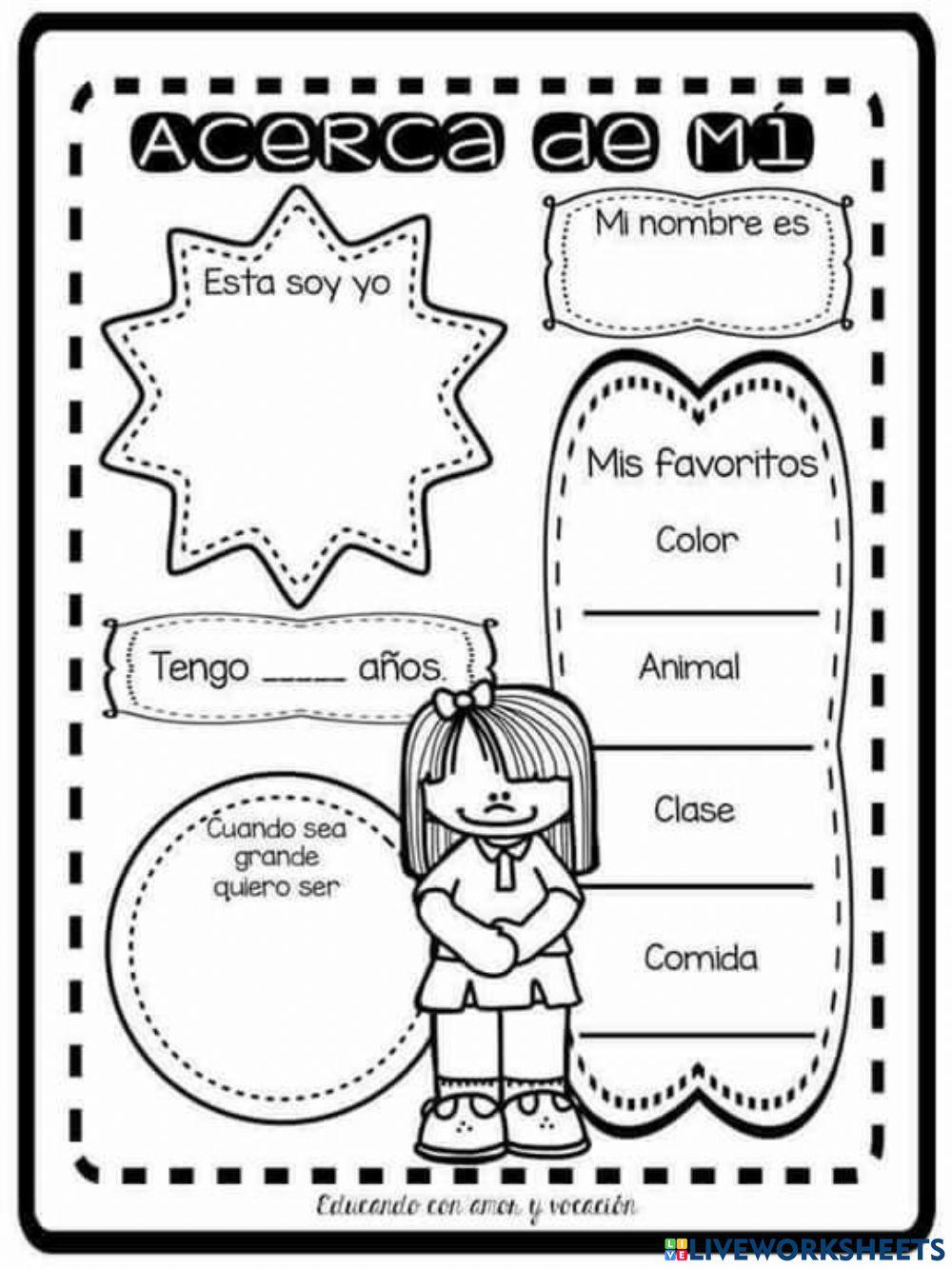 Acerca de Mí | Free Interactive Worksheets | 1722189, image size:1000x1333
