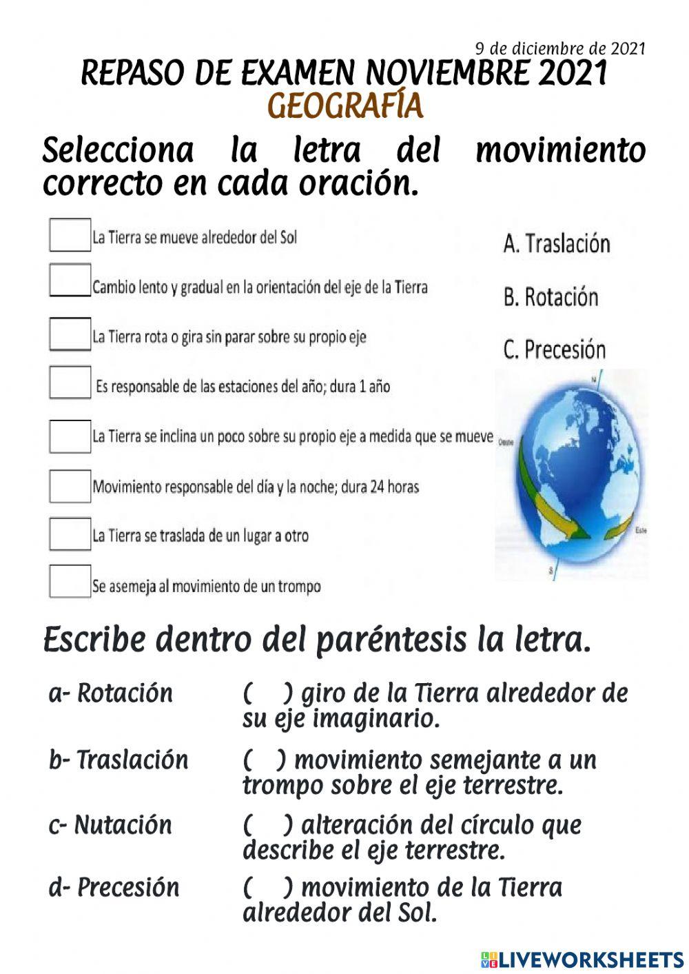Repaso examen geografía nov 22