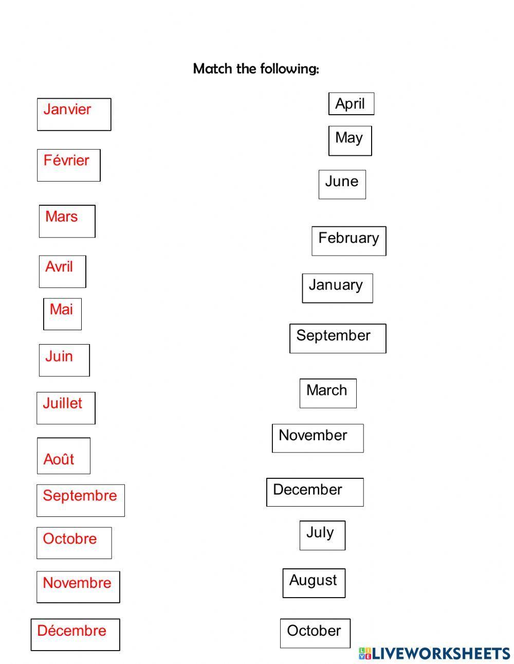 Months of the year in French