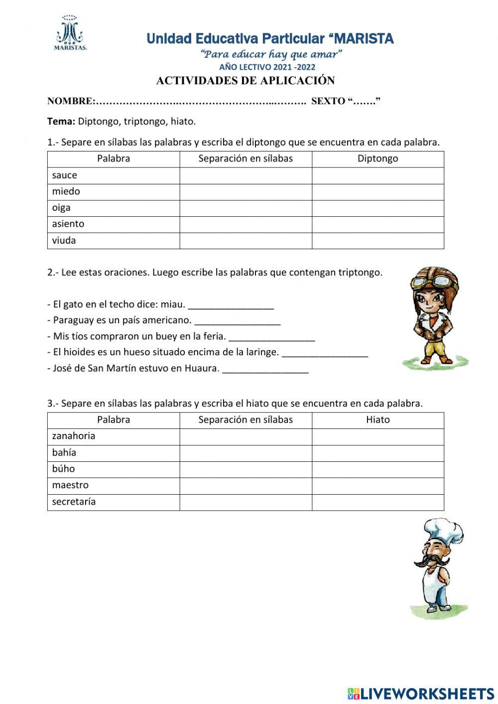 Diptongo, triptongo, hiato