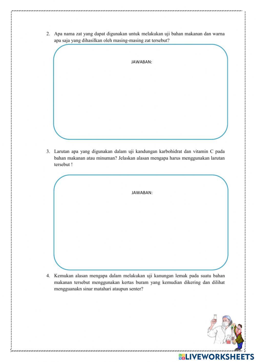 E-LKPD SISTEM PENCERNAAN MAKANAN (Uji Kandungan Zat Pada Bahan Makanan)