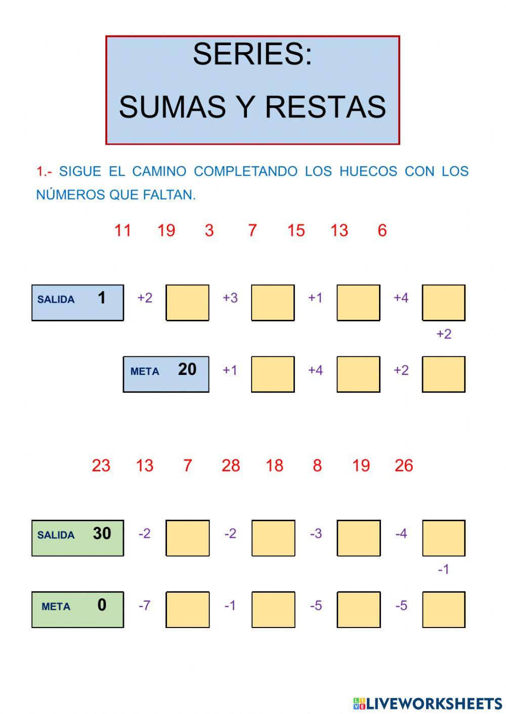 Series de sumas y restas
