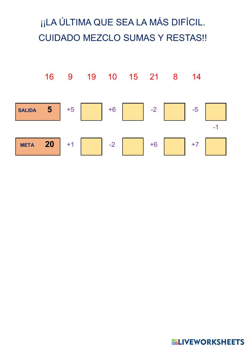 Series de sumas y restas