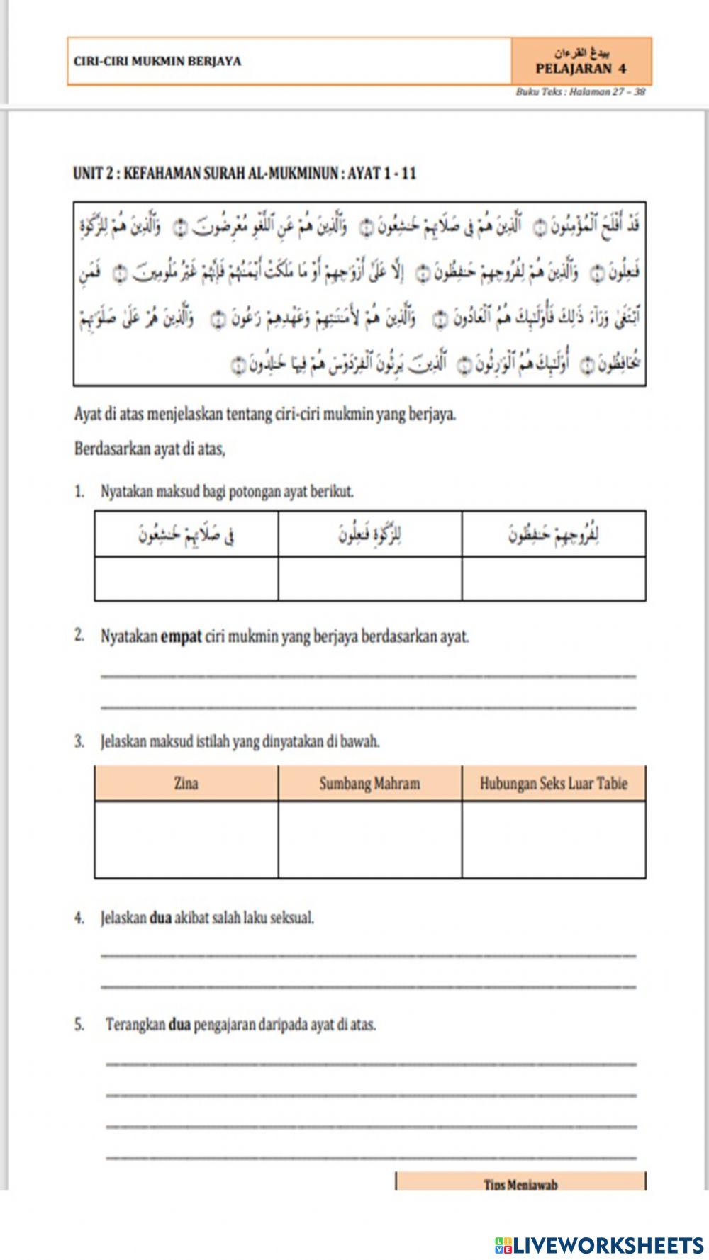 Pelajaran 4 ciri - ciri mukmin berjaya