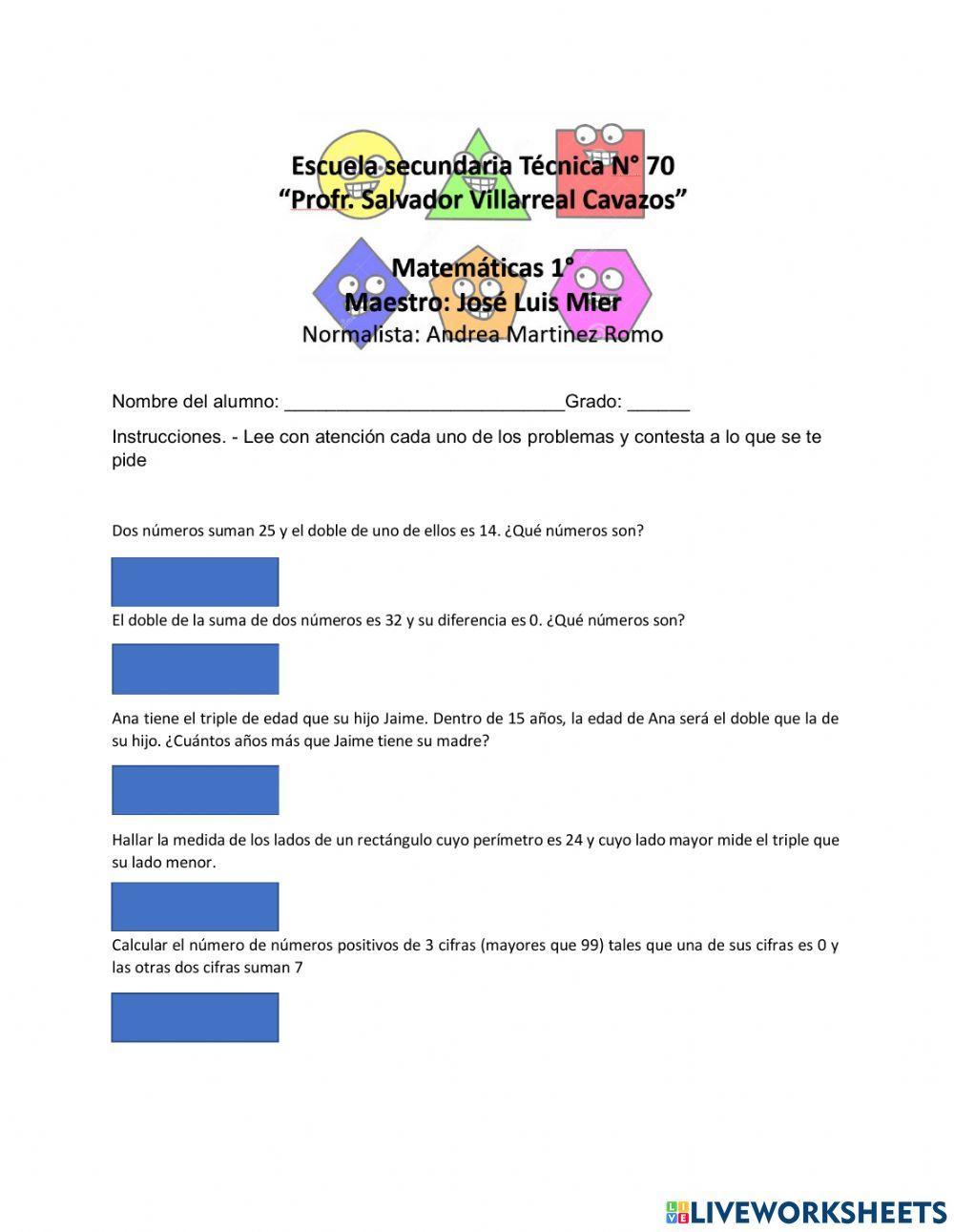 Problemas ecuaciones lineales