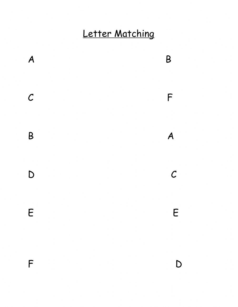 Letter Matching exercise Live Worksheets