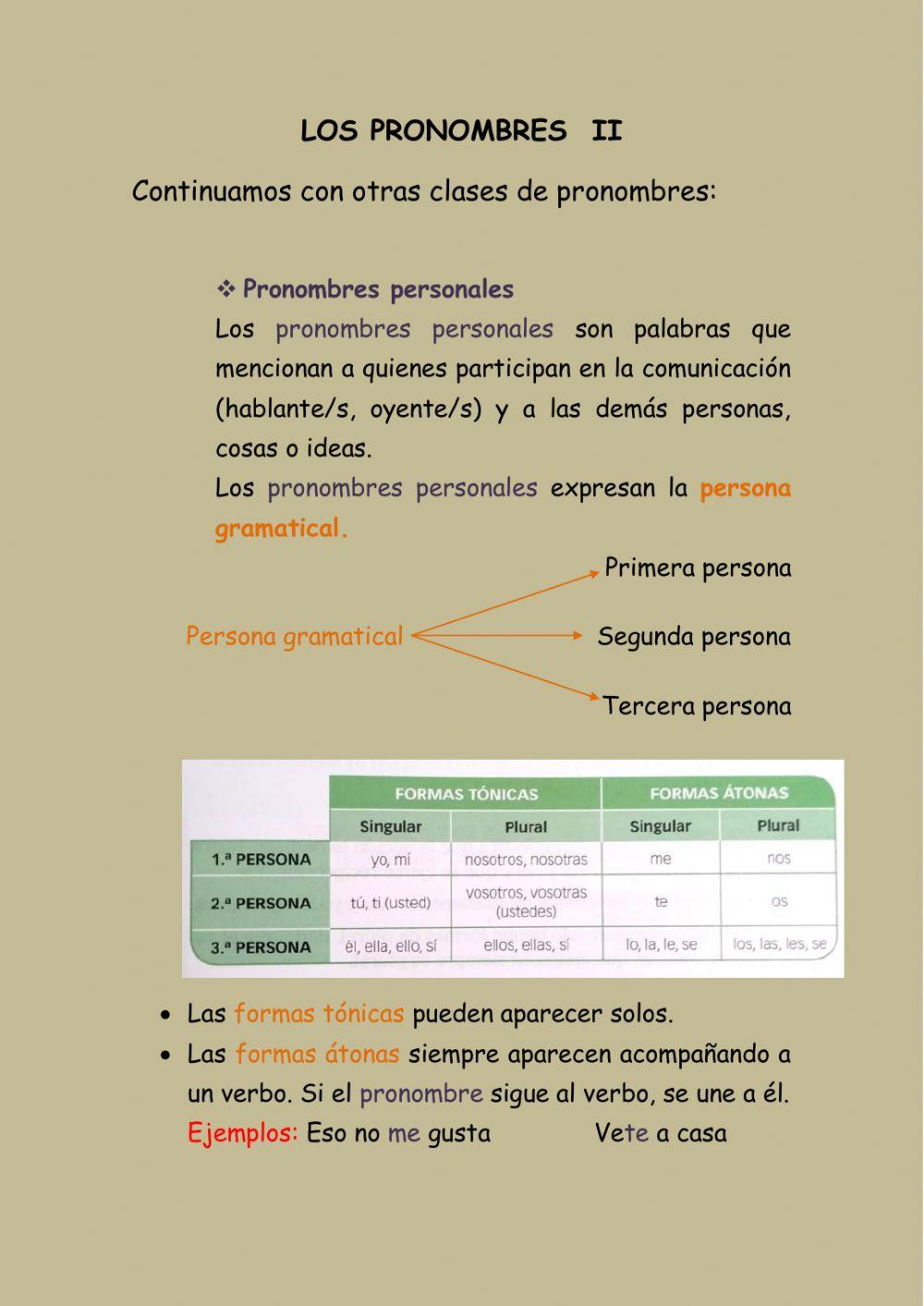 Pronombres personales, reflexivos y recíprocos