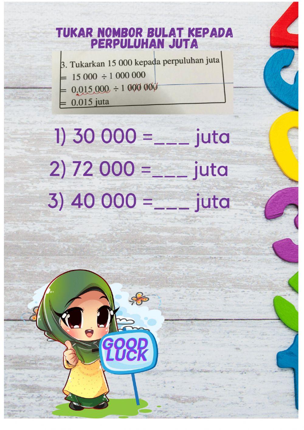 Nombor bulat kepada perpuluhan juta