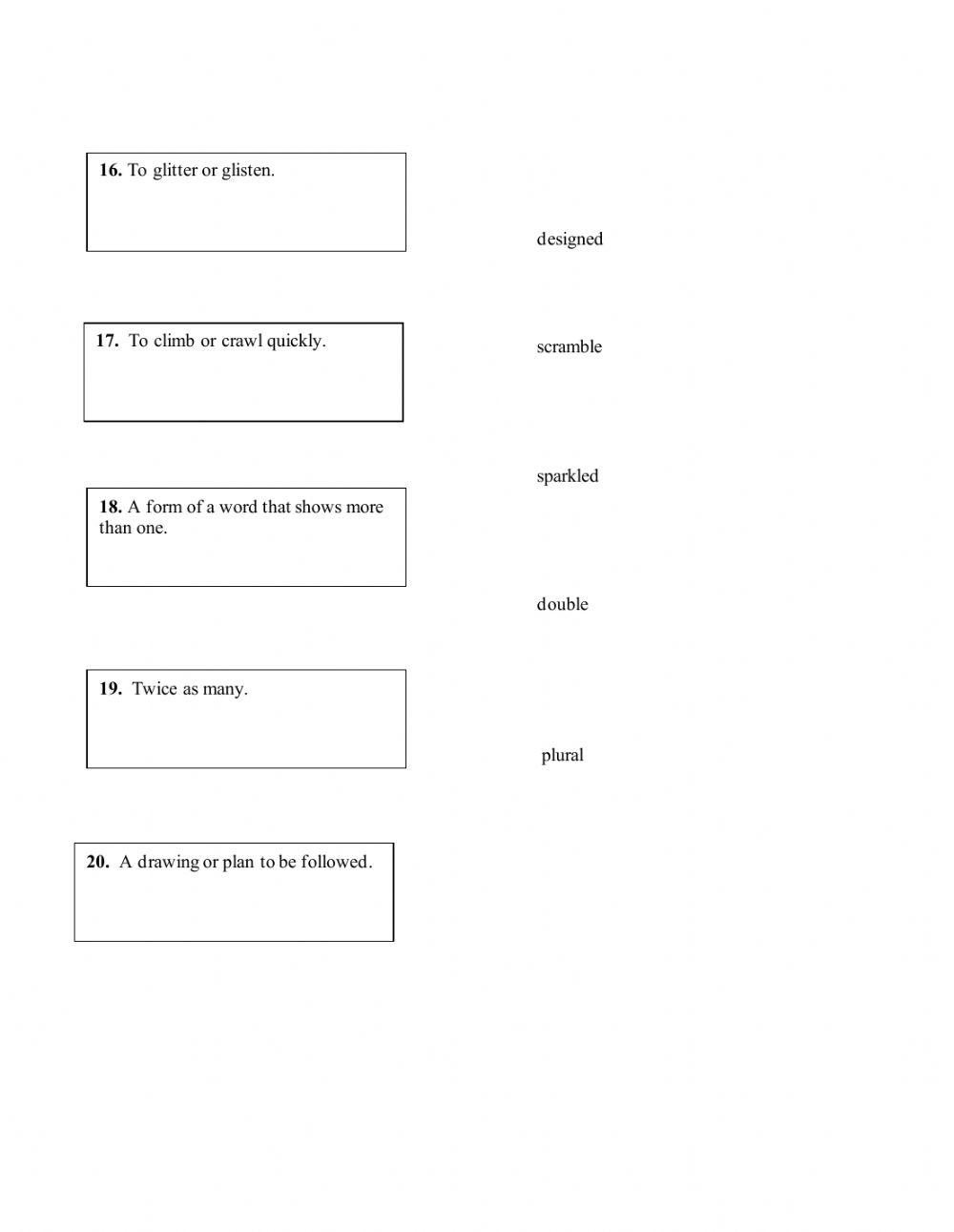 Spelling Unit 1 Definitions Matching