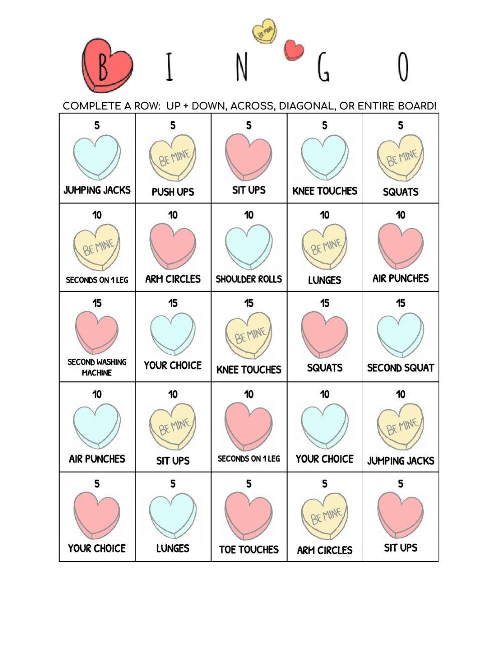 Fitness Bingo (Valentine's Day)